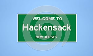 Hackensack, New Jersey city limit sign. Town sign from the USA.