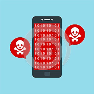 Alert notification on smartphone vector, malware concept, spam data, fraud internet error