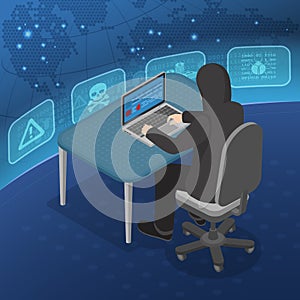 Hacker Activity Isometric Concept