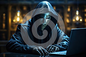 Hacker Anonymous man attack on cyber network generate with Ai.