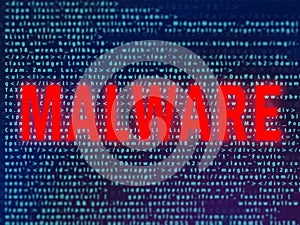 Hacker attack, malware. Computer virus. Warning skull