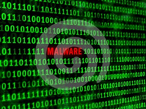 Hacker attack, malware. Computer virus. Warning word