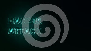 Hacker Attack title with plexus effect. Connected lines with dots. Lines title plexus