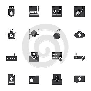 Hacker attack vector icons set