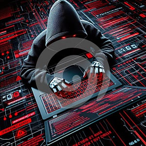 Hacker attacking an IT-system