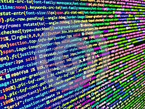 Hacker breaching net security. PHP da. Computer Script. Writing program code on computer. Software developer programming code on