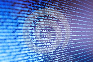 Hacker breaching net security. Source code
