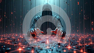 Hacker breaking into secure network system using digital interface