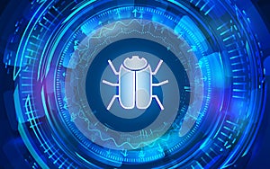 Hacker bug for internet protection. Computer data defense