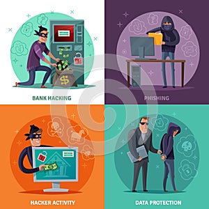 Hacker Cartoon Design Concept