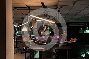 Hacker celebrating successful computer system password hacking
