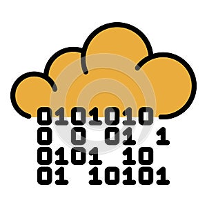 Hacker code in the cloud icon color outline vector
