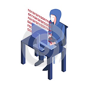Hacker Code Isometric Composition