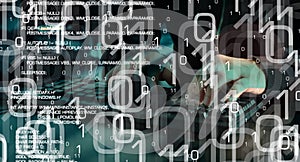 Hacker coding trojan virus, cyberwarfare