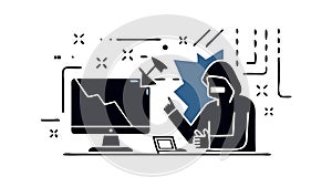Hacker at Computer Depicting a Cyber Attack, vector design Generative AI