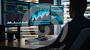 Hacker at the computer screens, hacking, dark web, IT