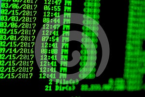 Hacker concept. Windows computer list of files in directory.