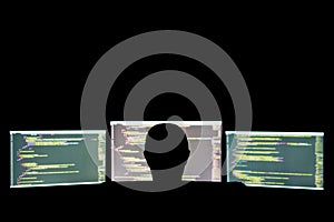 Hacker or cracker in dark