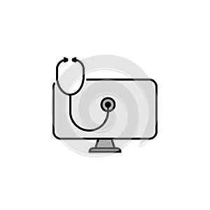 Hacker, curing computer virus icon. Can be used for web, logo, mobile app, UI, UX