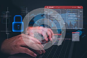 hacker cyber crime digital technology.software data code program web digital cyber security internet defense computer