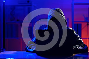 Hacker cyberattack representing data breach and cybersecurity threat in digital system