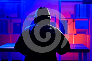 Hacker cyberattack representing data breach and cybersecurity threat in digital system