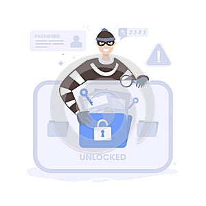 Cybercrime data thief illustration