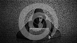 Hacker in data security concept. Hacker using laptop. Hacking the Internet. Cyber attack