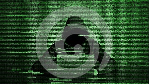 Hacker in data security concept. Hacker using laptop. Hacking the Internet. Cyber attack