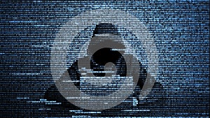 Hacker in data security concept. Hacker using laptop. Hacking the Internet. Cyber attack
