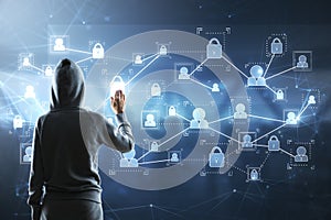 Hacker and digital screne