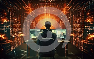 Hacker in a Digital World. created by generative artificial intelligence