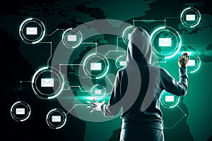 Hacker drawing business interface