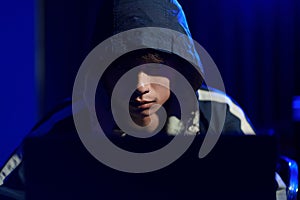 Hacker cyberattack representing data breach and cybersecurity threat in digital system