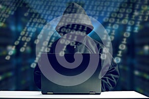 Hacker In Front Of Computer.