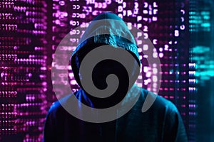 hacker front of his computer committing digital cybercrime. Generative AI