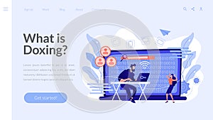 Doxing concept landing page.