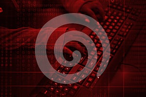Hacker hacking a coding cyberspace information