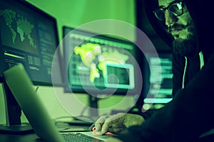 Hacker hacking data information by computer