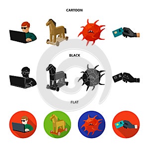 Hacker, hacking, system, internet .Hackers and hacking set collection icons in cartoon,black,flat style vector symbol