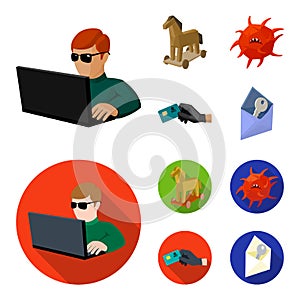 Hacker, hacking, system, internet .Hackers and hacking set collection icons in cartoon,flat style vector symbol stock