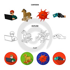 Hacker, hacking, system, internet .Hackers and hacking set collection icons in cartoon,outline,flat style vector symbol