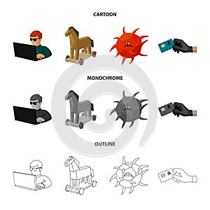Hacker, hacking, system, internet .Hackers and hacking set collection icons in cartoon,outline,monochrome style vector