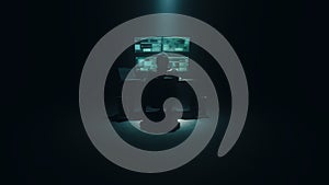 Hacker in hood spying in network