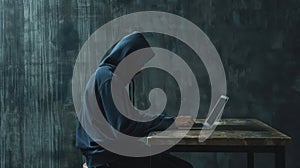 The hacker using laptop. AI generated