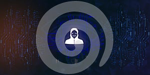 hacker icon on circuit diagram abstract pattern ,cyber security concept