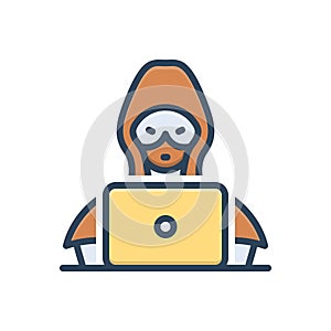 Color illustration icon for Hacker, crime and fraud photo