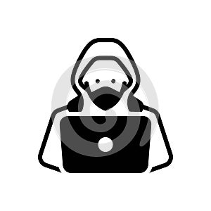 Black solid icon for Hacker, criminal and cyber