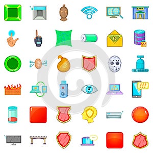 Hacker icons set, cartoon style