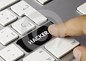 HACKER - Inscription on Black Keyboard Key